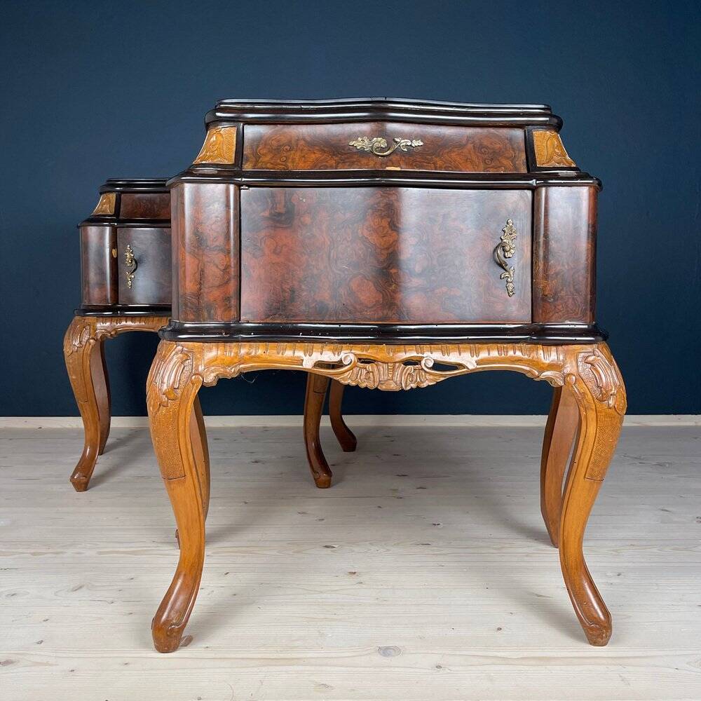 Vintage wooden bedside tables, Italy, 1950s, set of 2