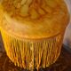 Antique bronze lamp with a marbled yellow glass paste shade, 52x21 cm. Inter a l