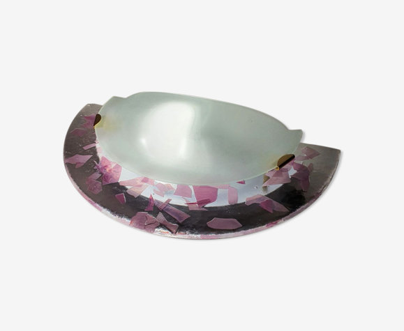 Applique avec morceaux de feuilles roses en verre soufflé