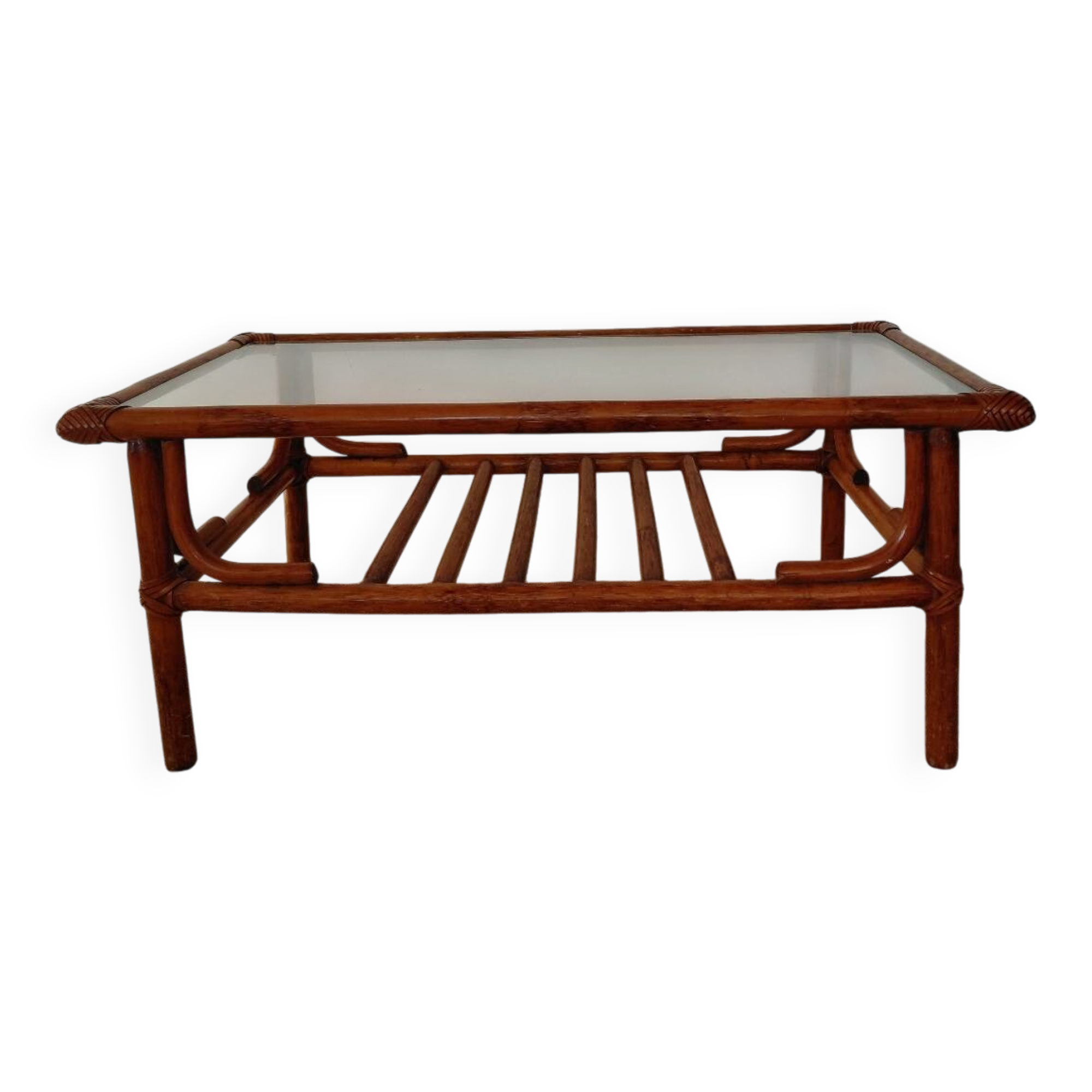1970s rattan coffee table