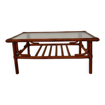 Table basse en rotin 1970