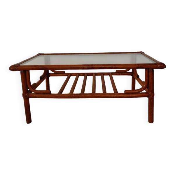 Table basse en rotin 1970 — Beyit