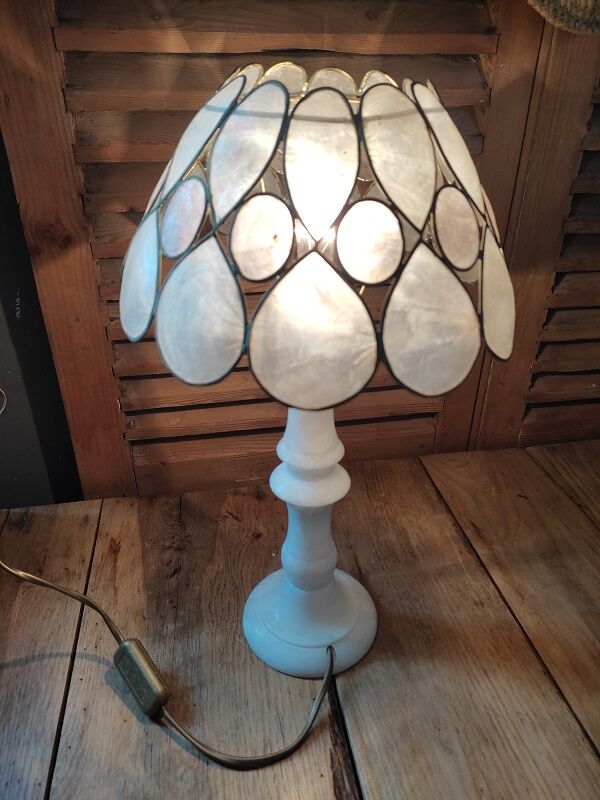 Desk lamp Room Lampshade mother-of-pearl pink alabaster base Dp 082271