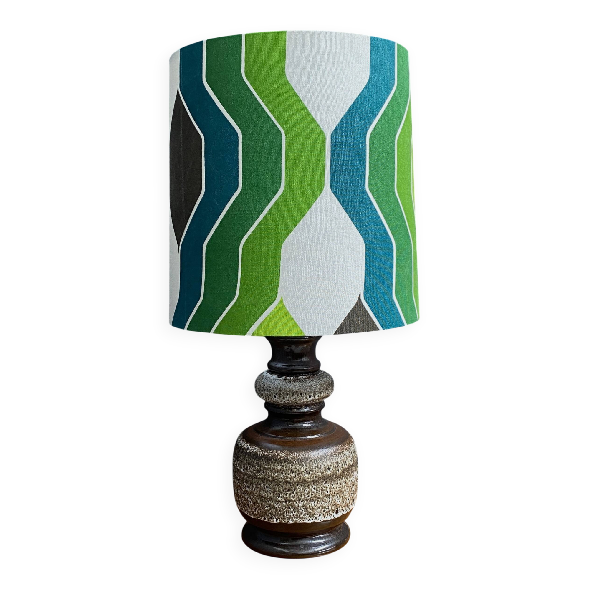 Ceramic table lamp green shade by  Hustadt-leuchten 1970s
