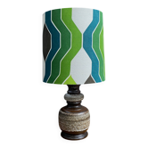 Lampe de table en céramique avec abat-jour vert par Hustadt-leuchten, années 1970