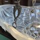 Art Deco suspension in moulded-pressed glass with geometric decoration signed Degué.