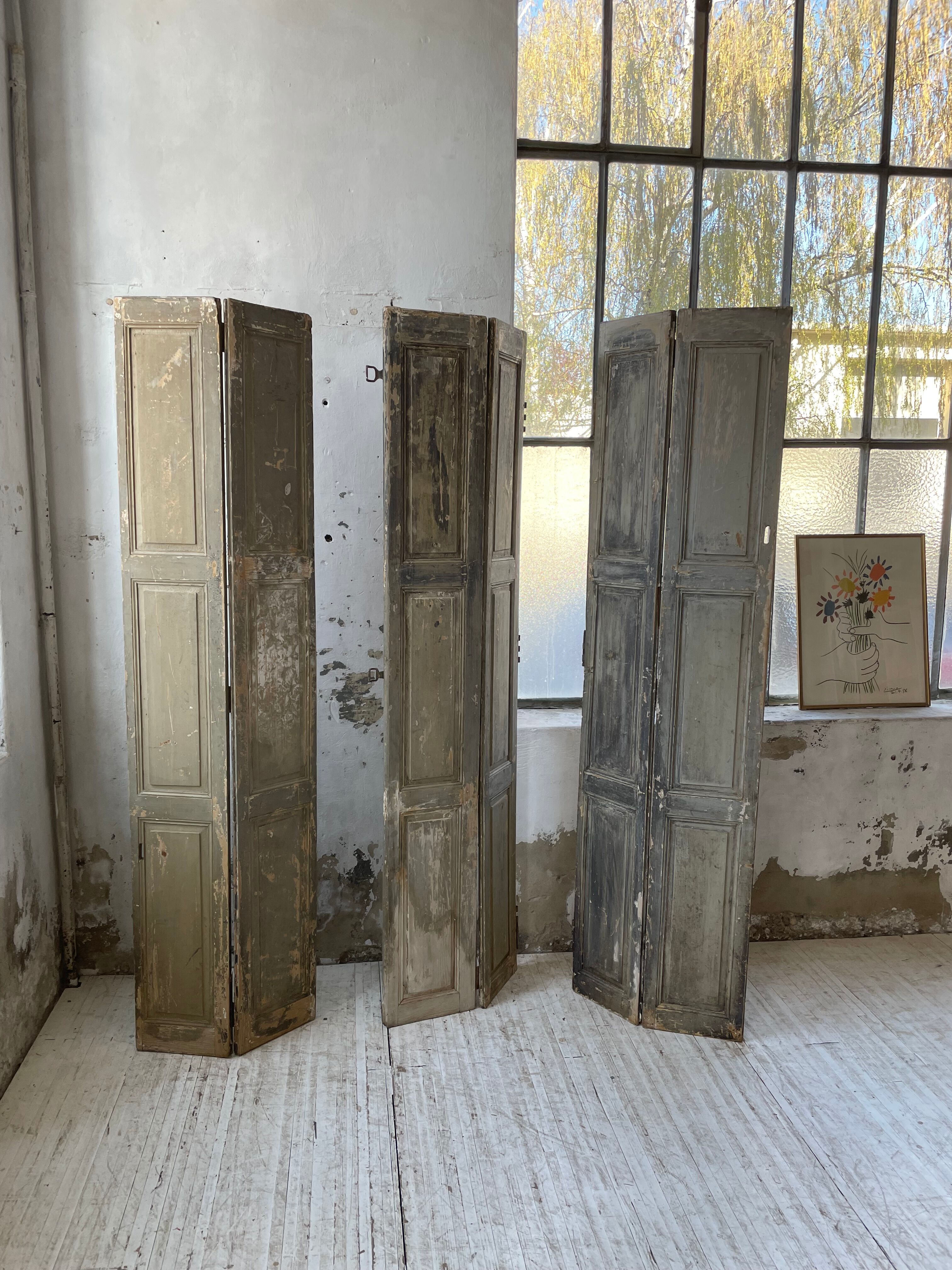 Trio of shutters louvers patina blue gray