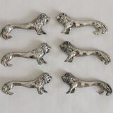 6 vintage lion silver metal knife rests