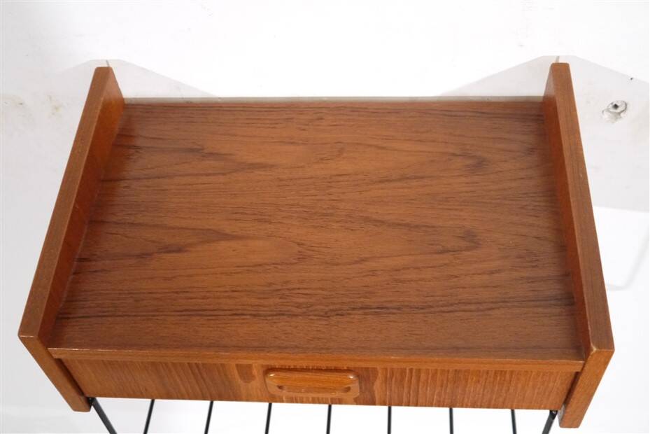 Scandinavian teak wall bedside table 1960