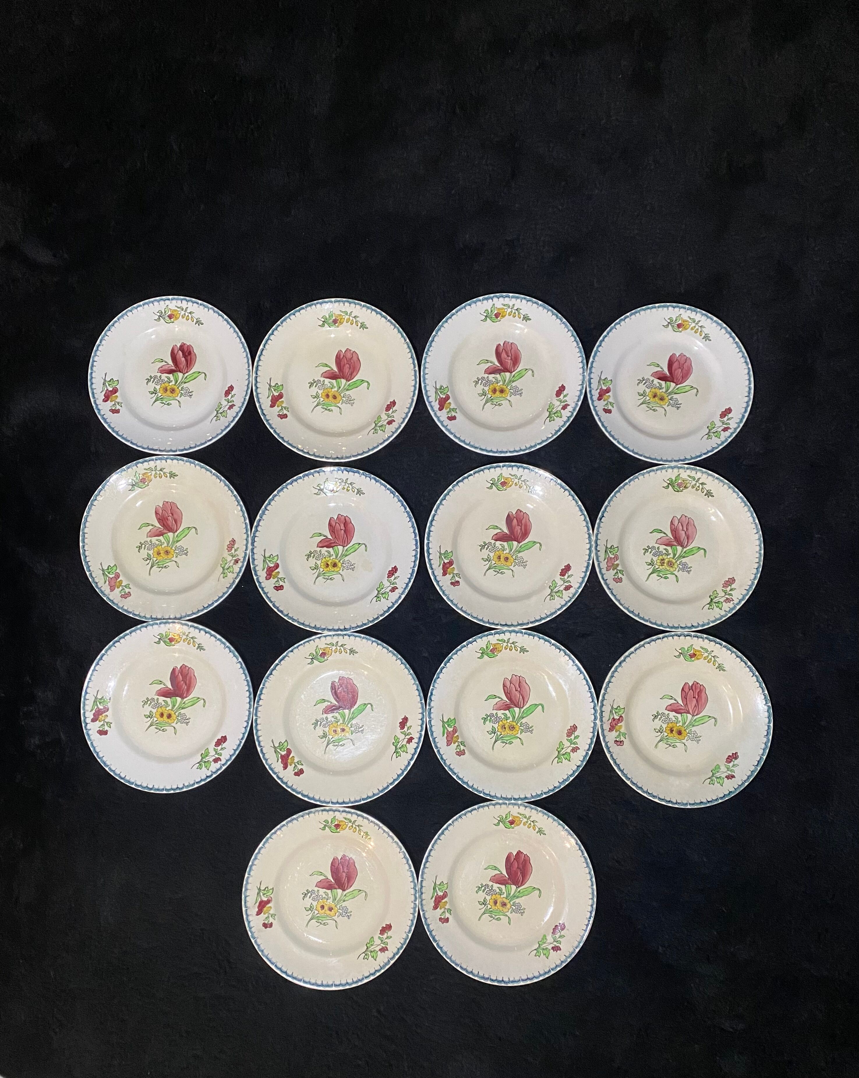 Flat plates Terre de Fer Floral pattern St Amand - MN3F6