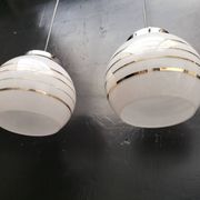 Pair of opaline pendant lights