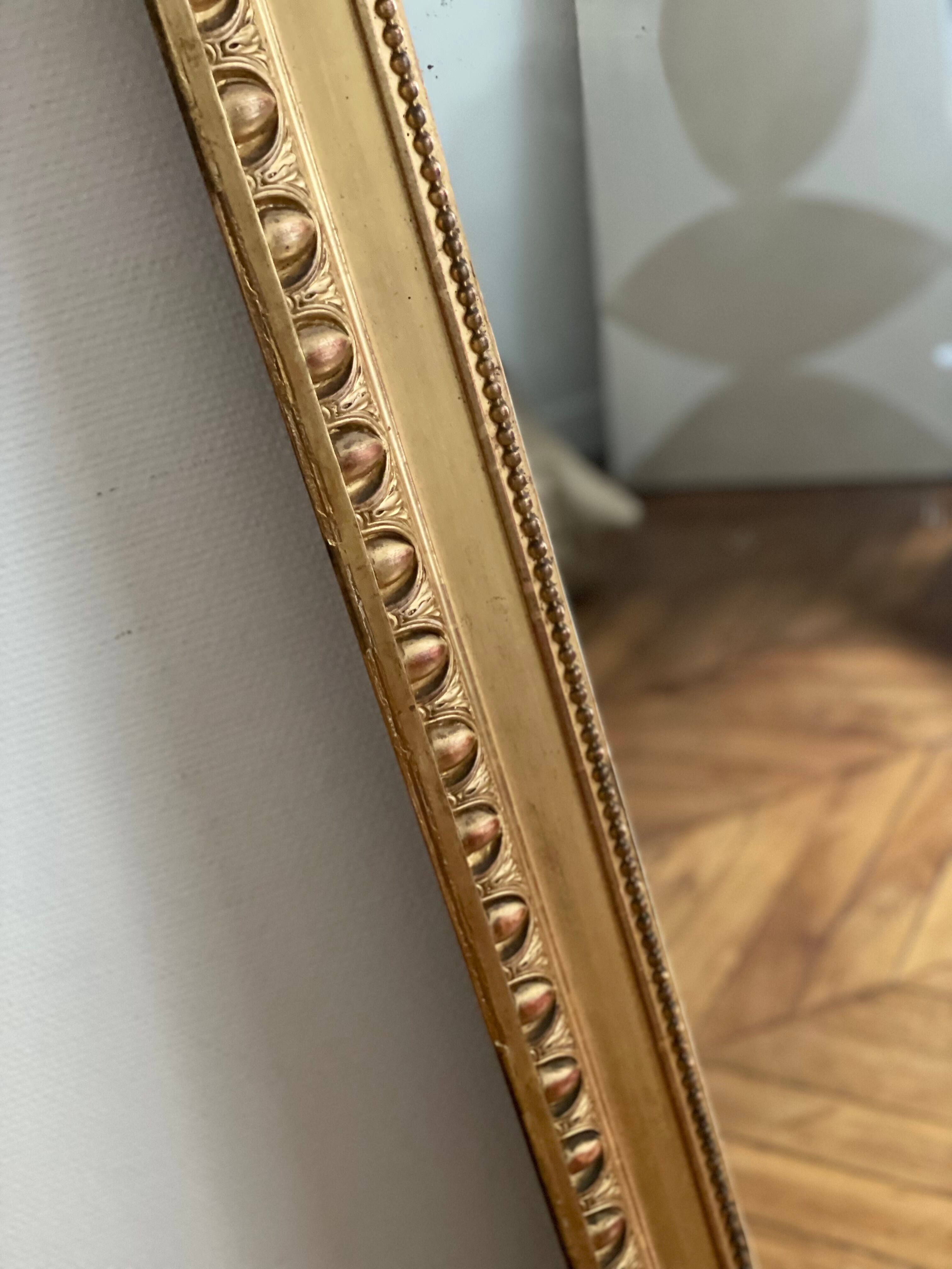 Antique napoleon mirror lll gilded pediment with rare gold leaf 103x182cm