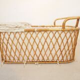 Vintage mid century rattan cradle