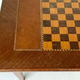 Table chess marqueterie piece sculptee bois 1930