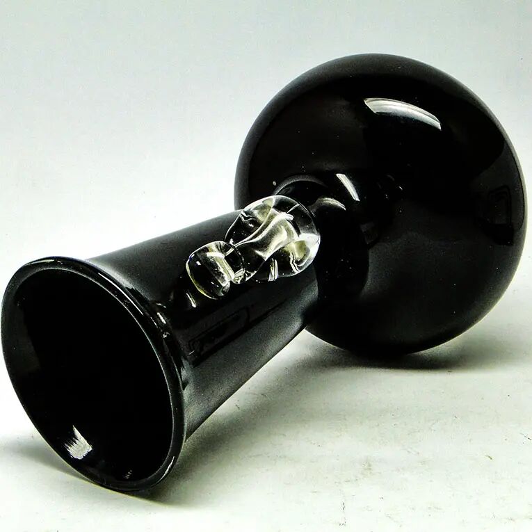 Mid-century modern vase, black glass, HSG Tarnowiec, Poland, 1970s