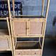Bookcase, cannage in 3 modules and smoked glass trays - 70s