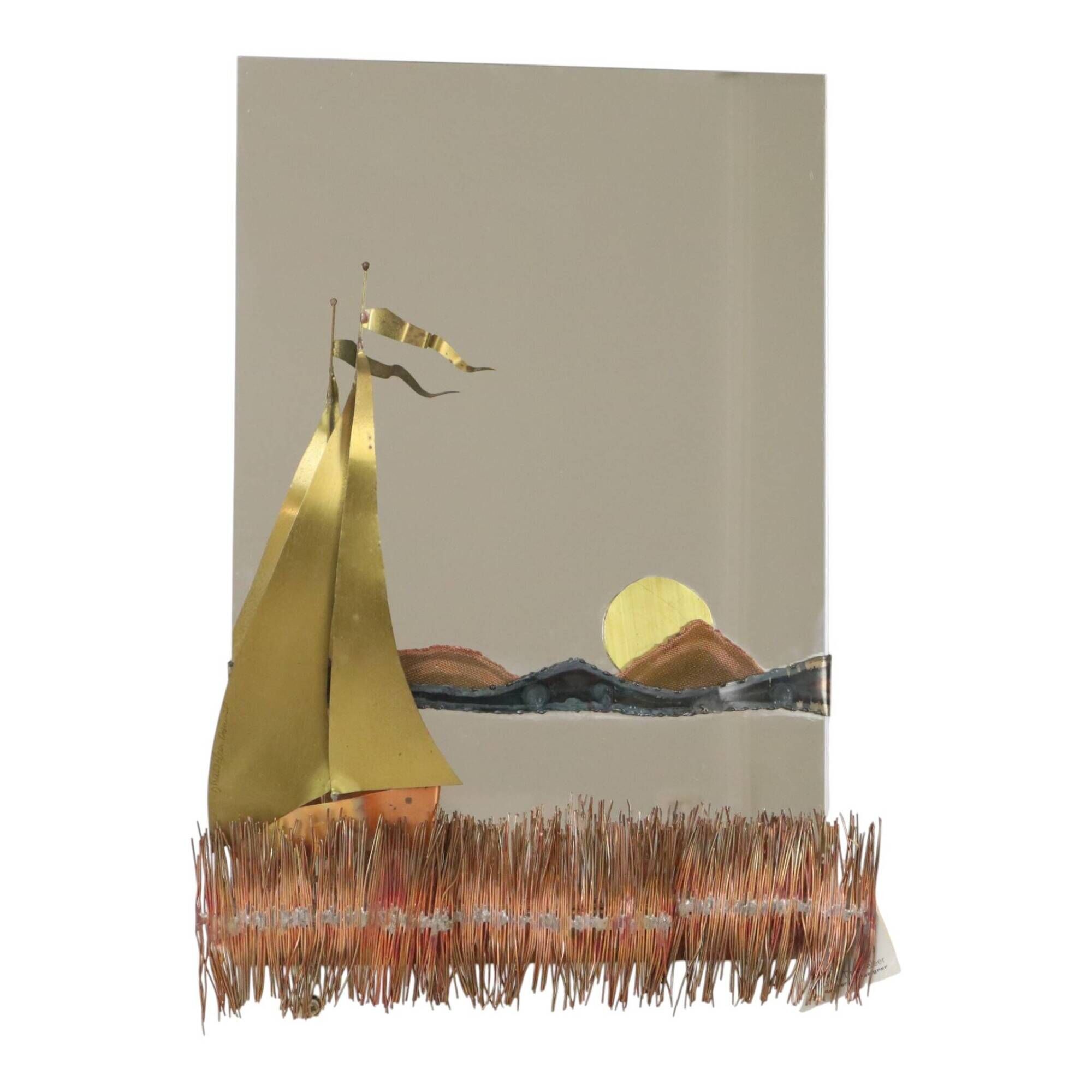 Copper and Brass Boat-Design Mirror by Daniel D’Haeseleer, 1970s