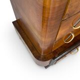 Commode italienne Art déco en ronce de noyer, années 1920