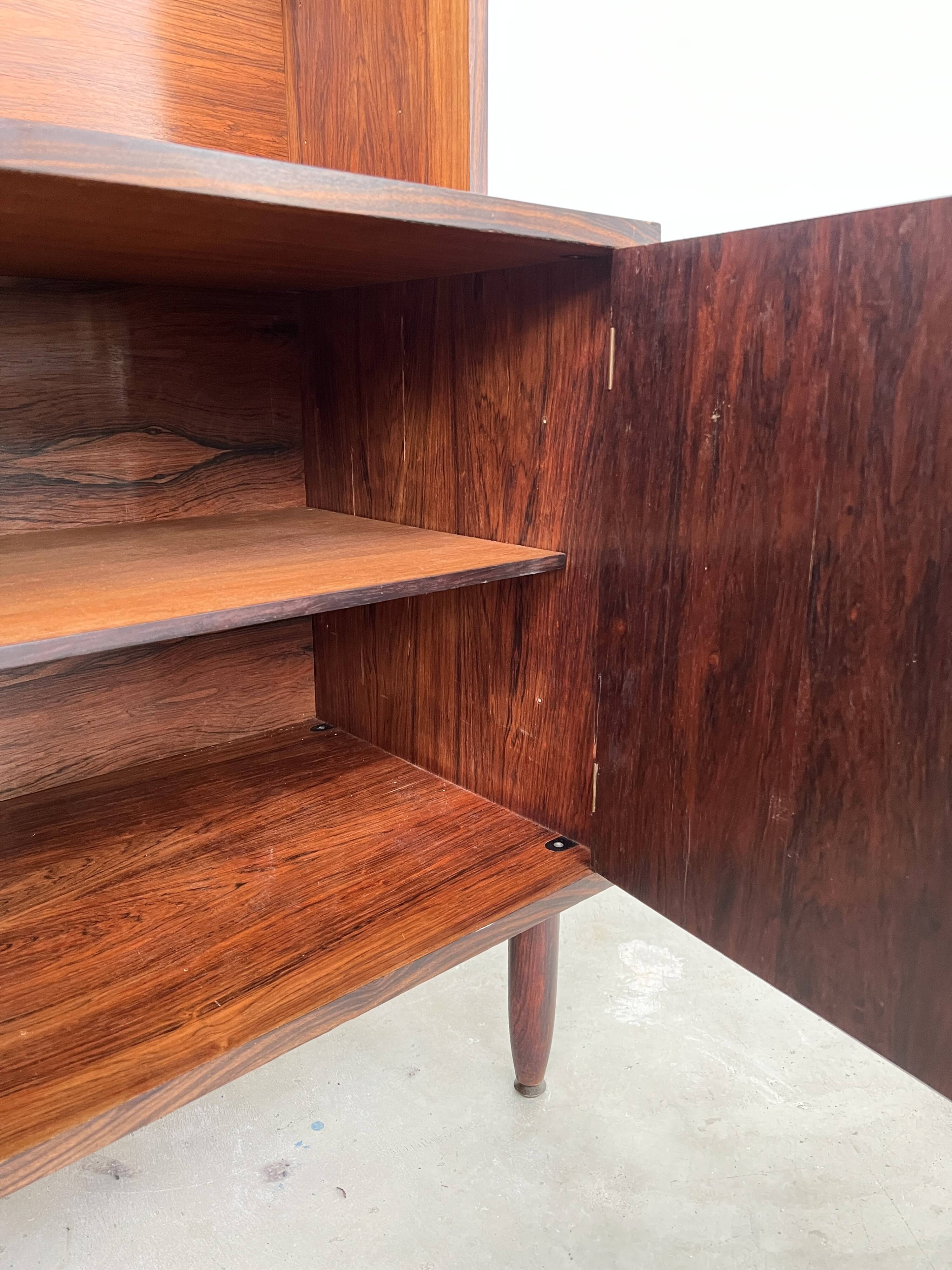 Modular bookshelf and storage unit in rosewood from the 1970s.