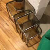 Chrome and smoked glass nesting tables