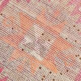 Soft Orange & Pink Star Pattern Handmade Wool Runner Rug, 99x338 Cm