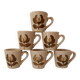 Set of 6 stoneware coffee cups, flower motif