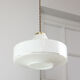 Mid-century Italian White Glass and Brass Pendant Lamp