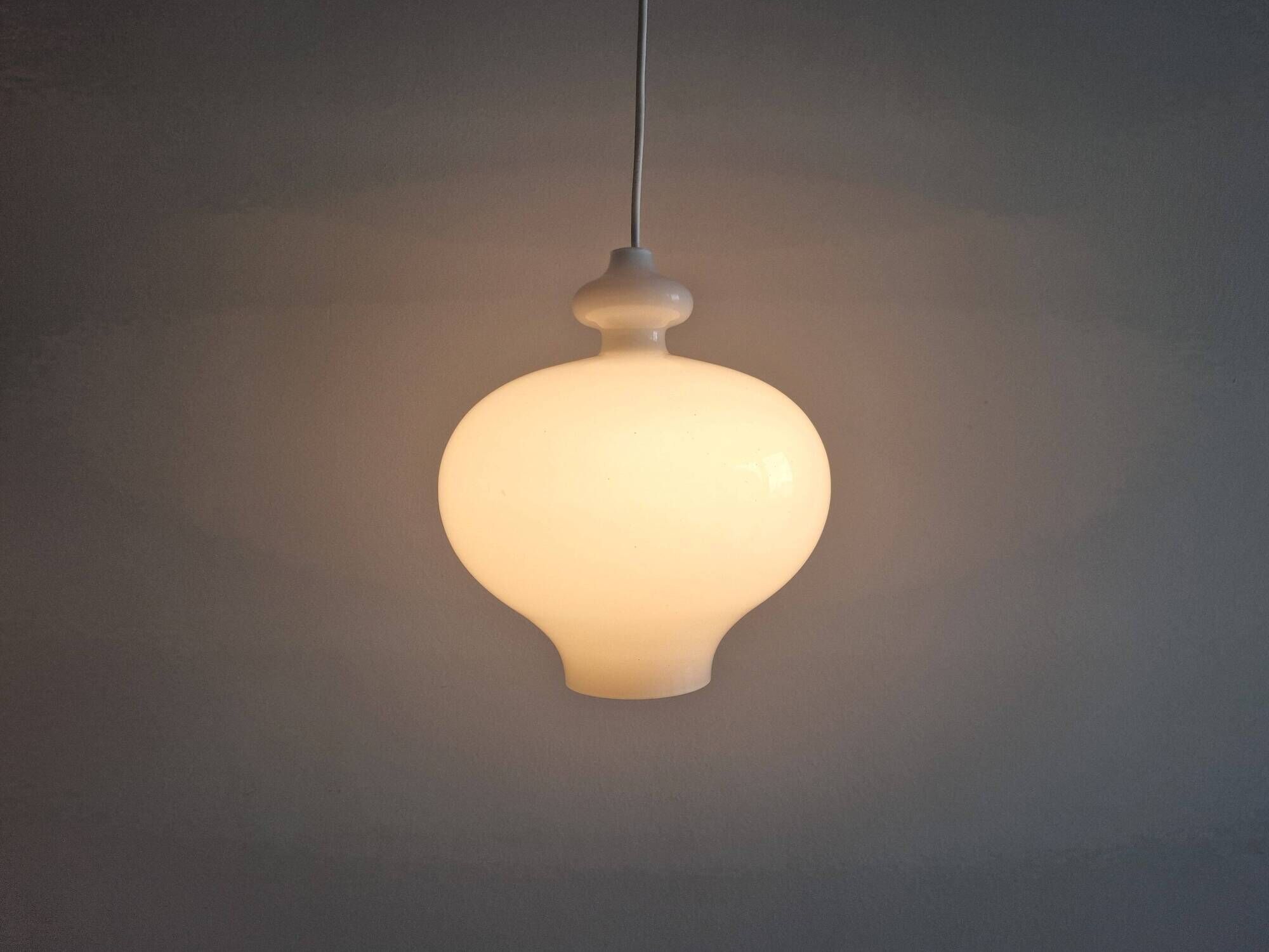 White glass pendant lamp by Hans Agne Jakobsson for Staff Leuchten
