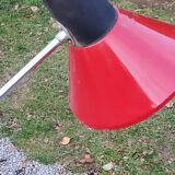 Designer reading lamp from the 70s in chrome and red lacquered sheet metal
