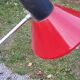 Designer reading lamp from the 70s in chrome and red lacquered sheet metal