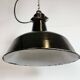 Industrial Black Enamel Factory Lamp with Cast Iron Top, 1950s
