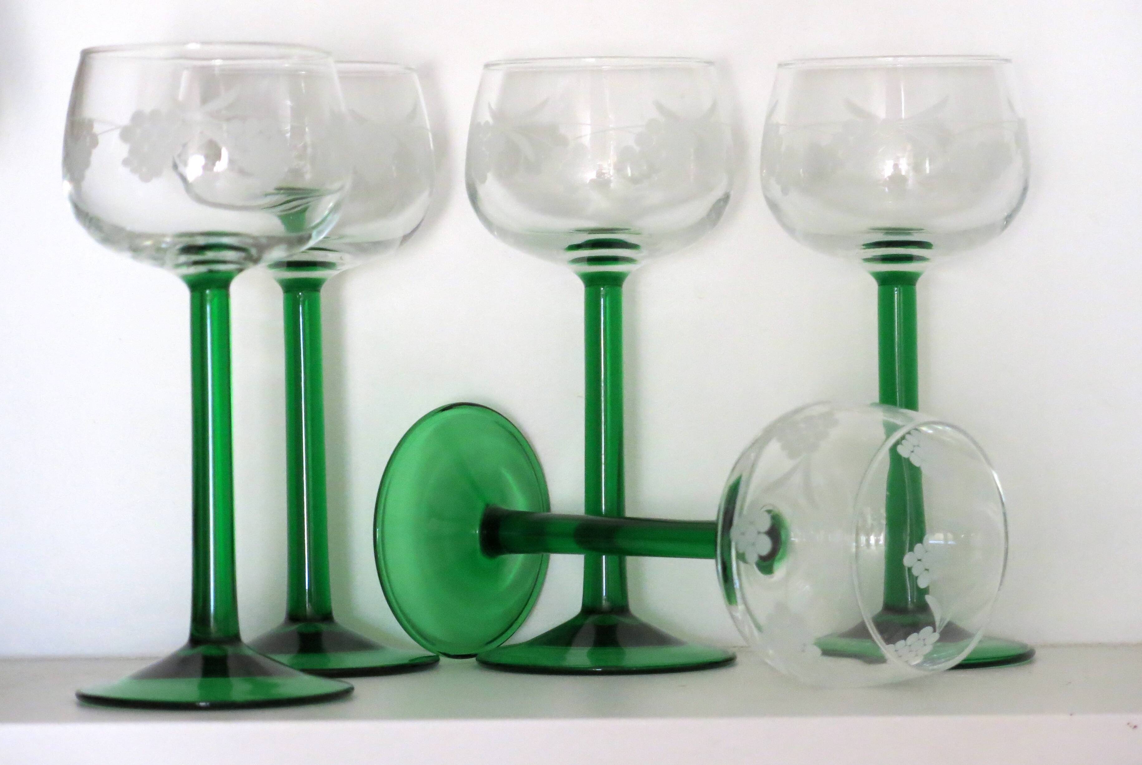 6 verres à vin d'Alsace sérigraphiés en très bon état