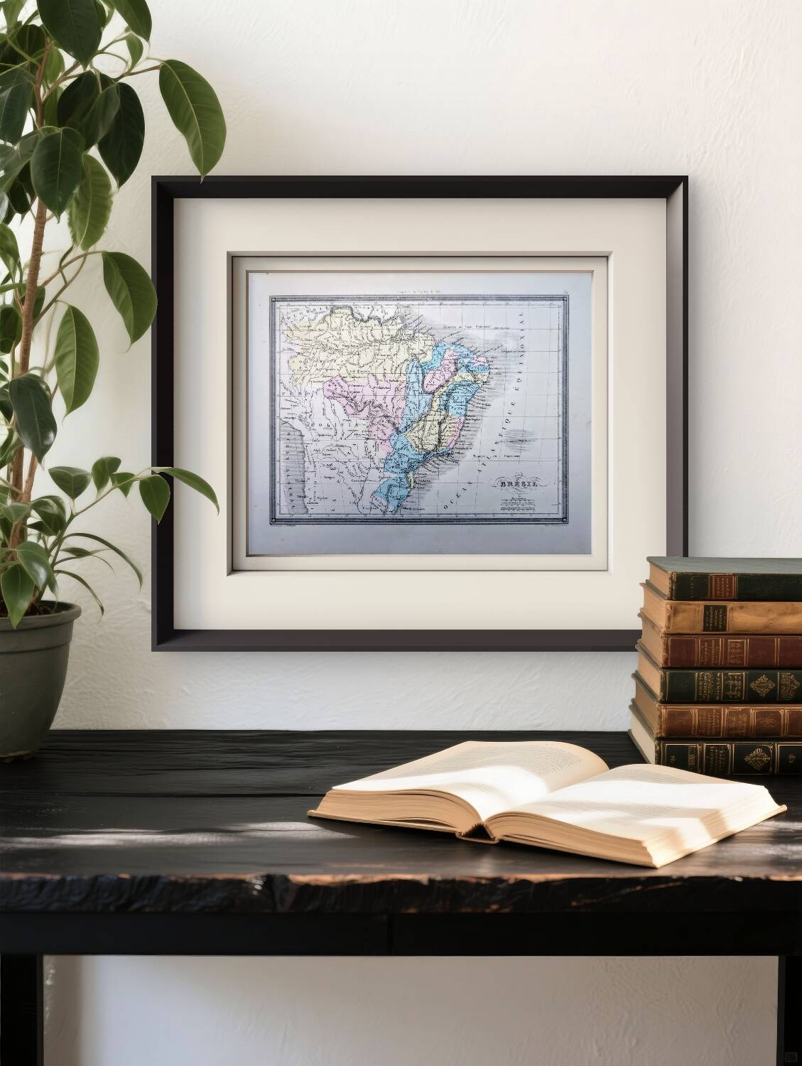 Brazil, old map, printed in 1852.