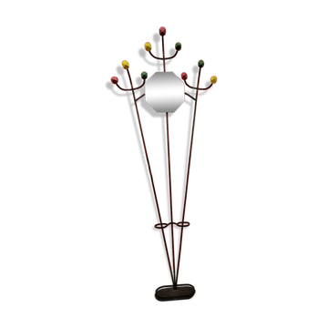 Porte manteau et porte parapluie fer forgé et miroir
