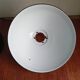 Set of 10 large industrial enamelled metal pendants.
