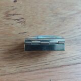 Pillbox gilded metal box and polished marble cabochon