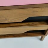 Walnut Nightstand attr. to Ico Parisi with a Pink Top and Black Drawers