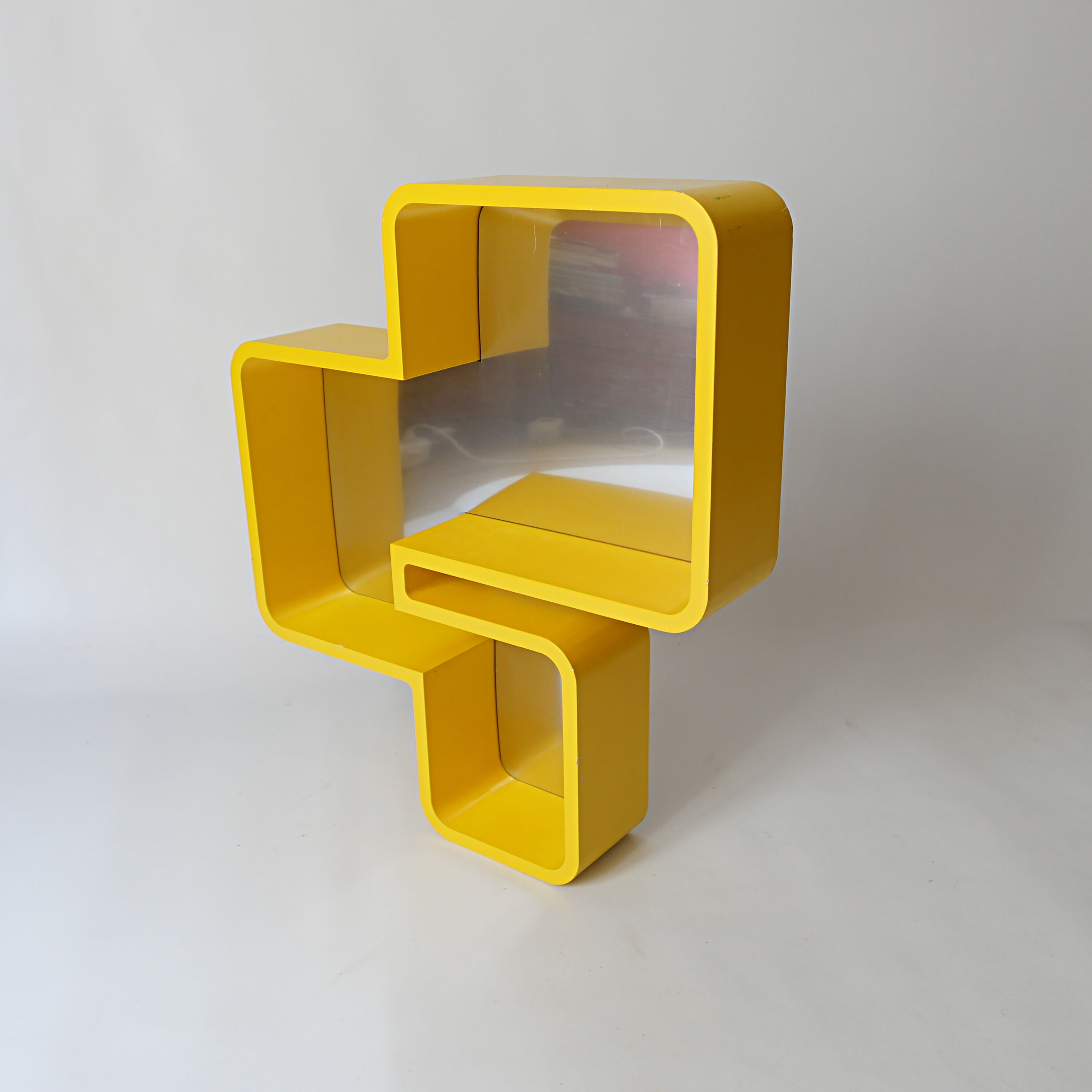 2000 vintage design lacquered wooden wall shelf