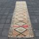Tapis Couloir Vintage Beige Motifs Géométriques Anatoliens, 91x352 Cm