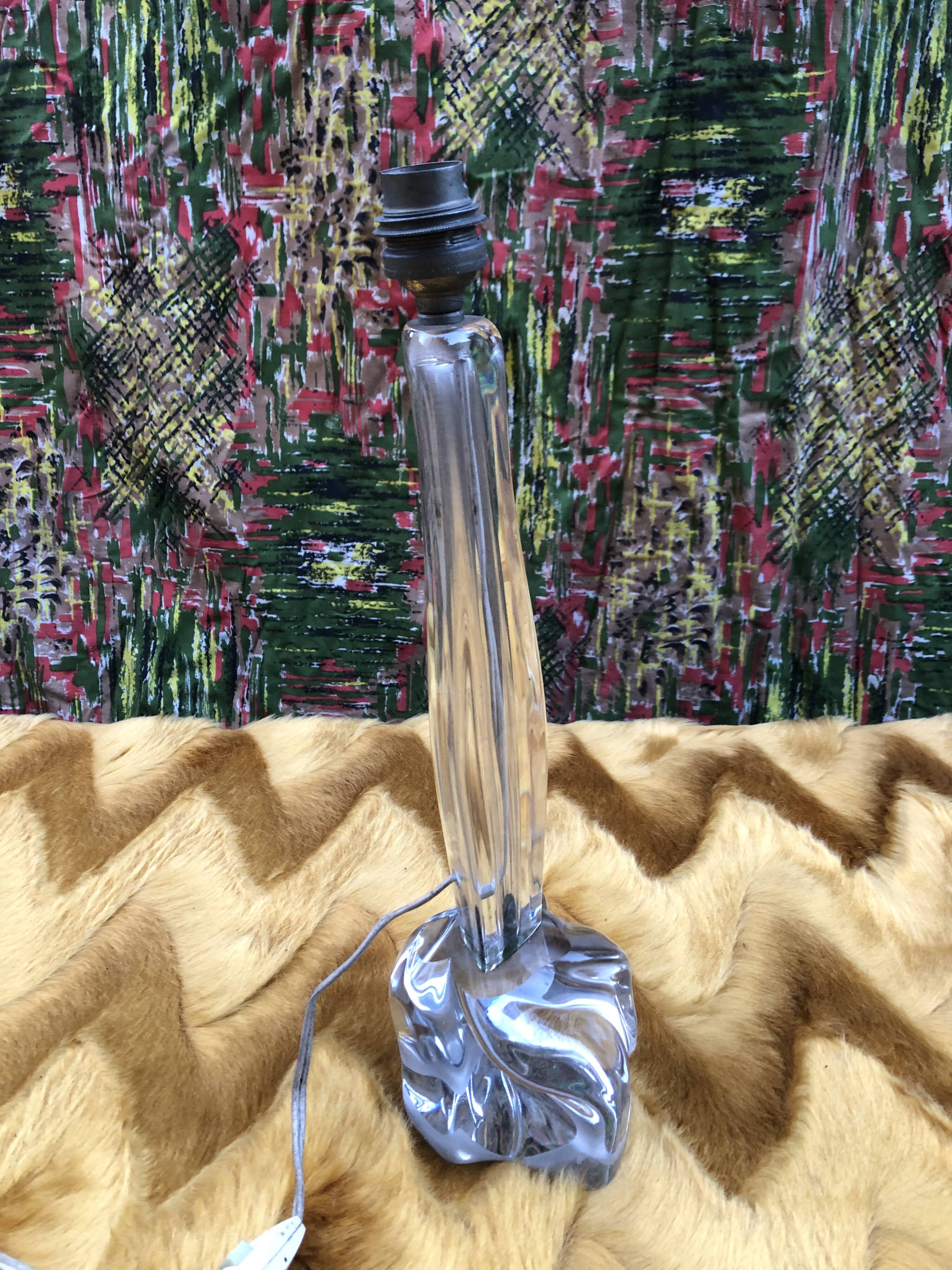 Daum Crystal Lamp Base France 1950s