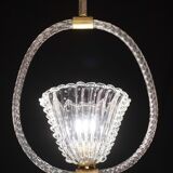 Ercole Barovier Art Deco Chandelier, "Bullicante" Glass Murano, 1940