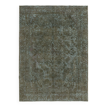 Tapis de laine bleue noué à la main vintage années 1970 257 cm x 357 cm