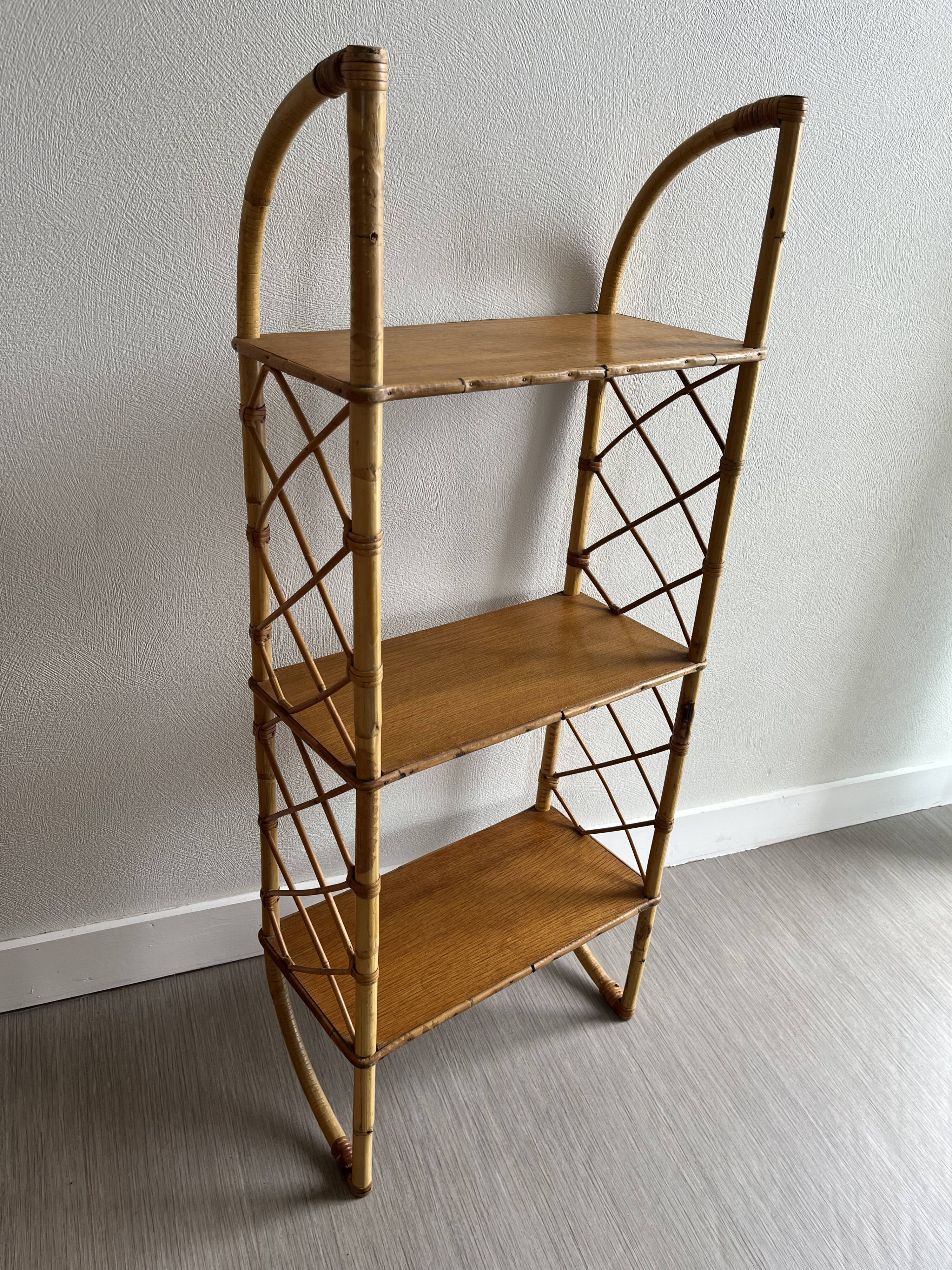 Rattan wall shelf