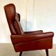 Vintage Danish retro mid-century Svend Skipper caramel brown leather chair