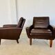 Vintage retro danish mid-century g. thams club chairs in coco brown leather