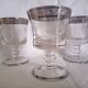 Set of 5 engraved Murano wine (or water) glasses, silver rim