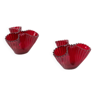 Pair of art glass vases ‘Reffla’ by Carl Arthur Percy for Gullaskruf, Sweden 1950’s