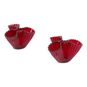Paire de vases en verre artistique 'Reffla' par Carl Arthur Percy pour Gullaskruf, Suède, années 1950