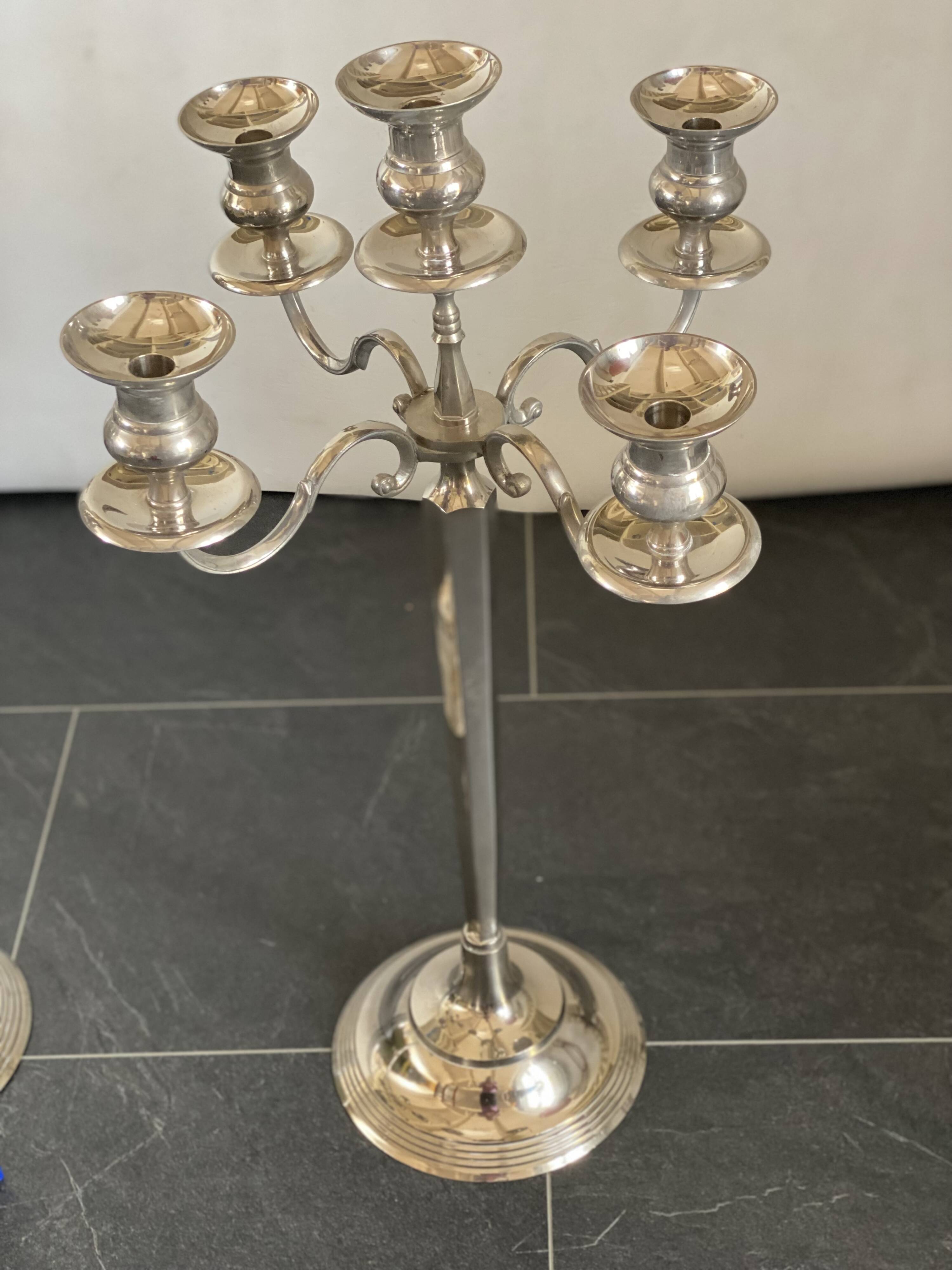 Pair of extra large floor metal candelabras
