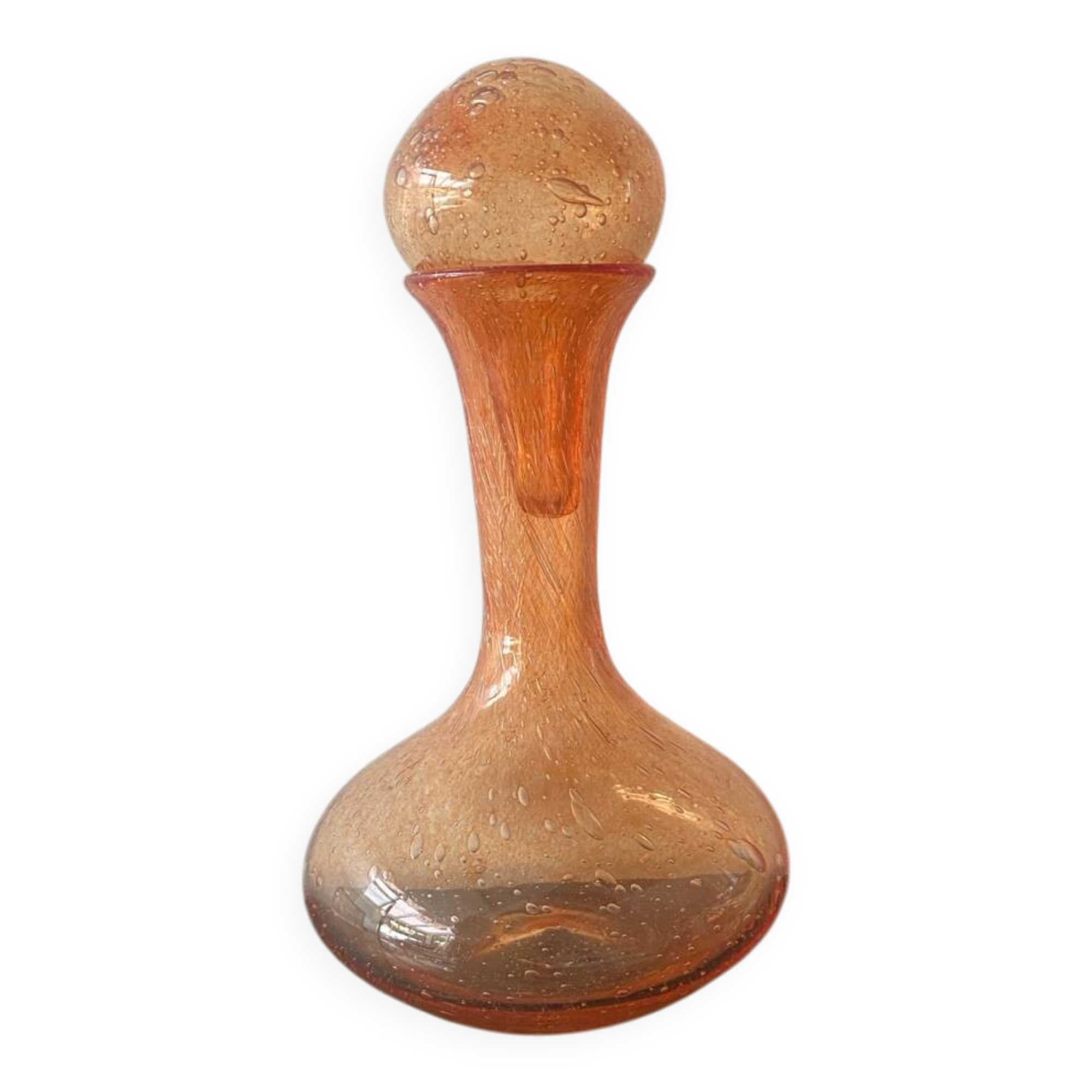 Blown glass decanter with bubbles